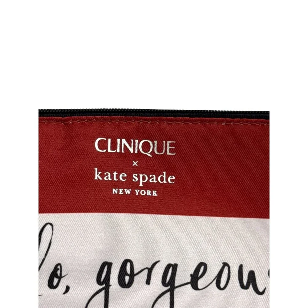 Clinique X Kate Spade Hello Gorgeous Cosmetic Bag Stripe Make Up Travel New
